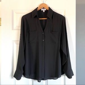 Black portofino long sleeve blouse